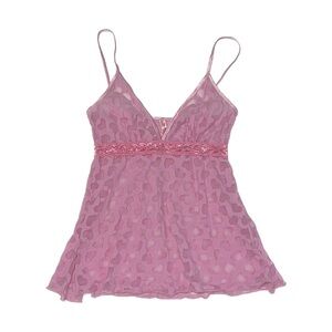 Y2K Underglam Light Pink Burnout Heart Print Sheer Lace Cami